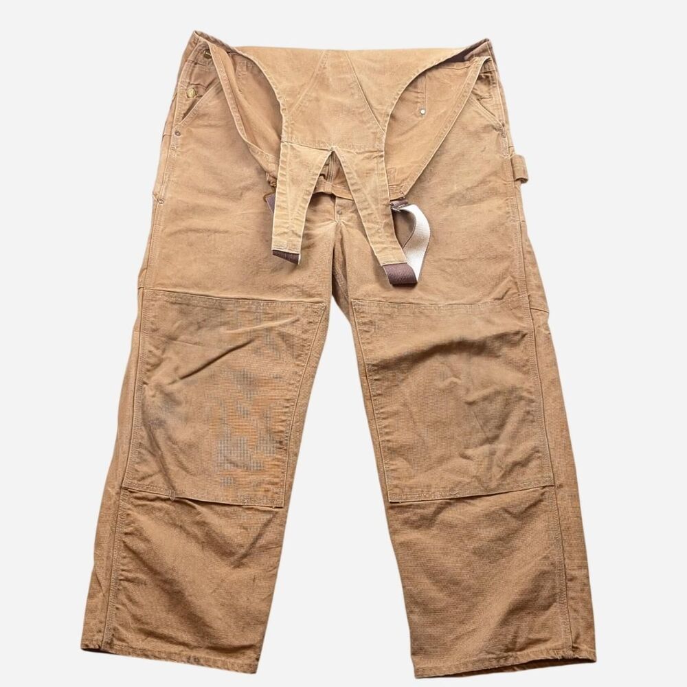 Vintage 70s Carhartt Canvas Overalls Size 42*28 Big C Button Fly Size XXL